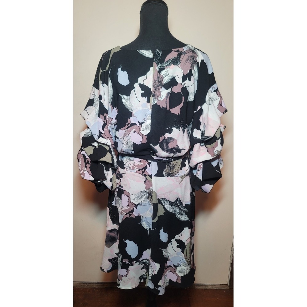 Bar III Bubble-Sleeve Wrap Dress - Picture 6 of 7